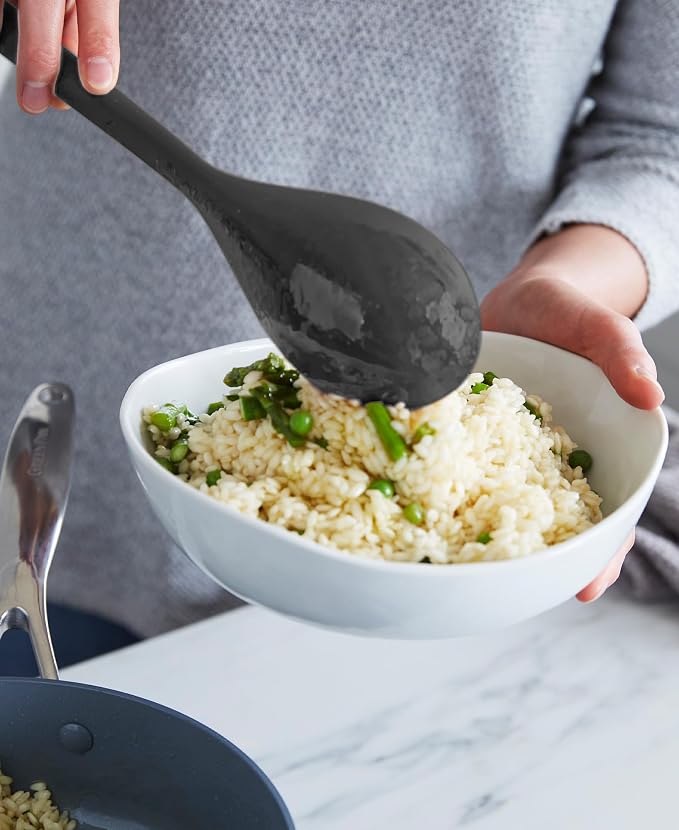 GreenPan Silicone 7 Piece Utensil & Crock Set, Cooking Kitchen Utensil, Flexible Rubber Nonstick Cookware, Rigid Steel Core, Heat-Resistant, Anti-Slip Handle, BPA-Free, Dishwasher Safe, Charcoal Gray - Image 3