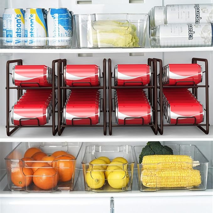 MOOACE 4 Pack Can Organizer for Pantry, Soda Can Dispenser Rack, Bronze | Stackable Canned Food Storage, Beverage Soup Cans Holder Fridge & Kitchen Cabinet Organizers and Storage - Image 6