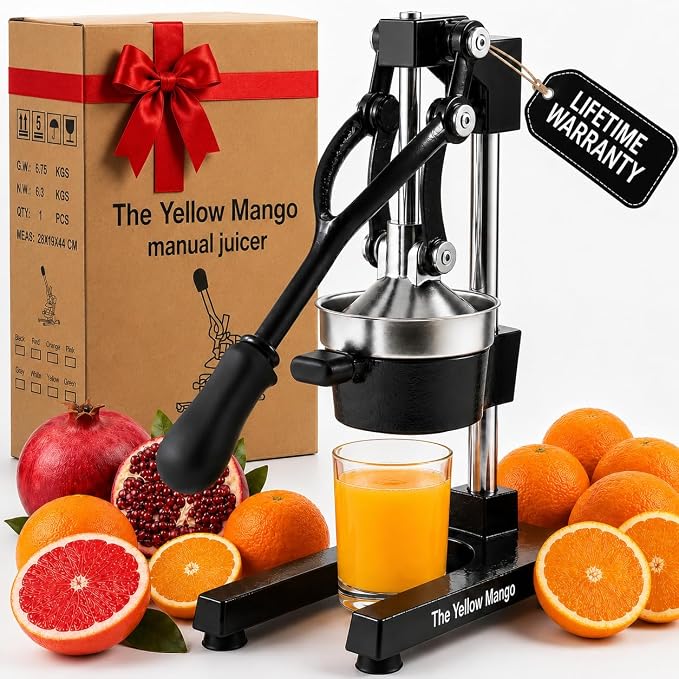 Kitchen Cast Iron Juicer - Manual Citrus Press & Orange Squeezer - Easy-to-Clean Heavy Duty Manual Juicer, Professional Citrus Juicer - Orange Juicer - Stainless Steel Lemon Squeezer (Black) by Unknown