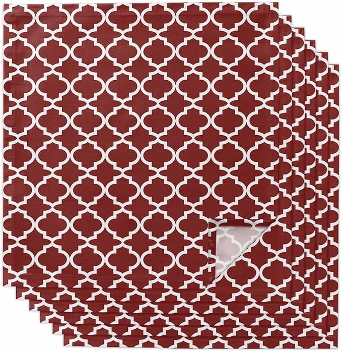 Cloth Napkins Set of 6-20x20 Inches, Red Moroccon Washable Reusable Table Napkins, Vintage Farmhouse Minimalist Motifs Art Soft & Absortbent Dining Napkin for Party Wedding Hotel Restaurant by Unknown