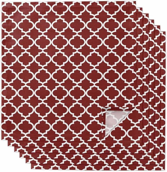 Cloth Napkins Set of 6-20x20 Inches, Red Moroccon Washable Reusable Table Napkins, Vintage Farmhouse Minimalist Motifs Art Soft & Absortbent Dining Napkin for Party Wedding Hotel Restaurant by Unknown
