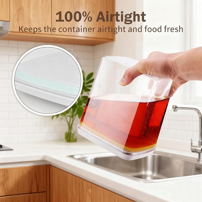 Pop Food Storage Containers Set Large Airtight Food Storage Containers with Pop Lids, Kitchen Pantry Organization and Storage, Cereal, Rice, Flour, Pasta & Snack Container, BPA Free, 2 x 2.8Qt - Image 3