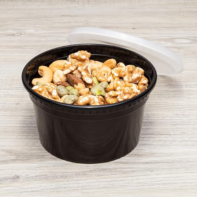 Karat [12oz - 240 ct Black PP Injection Molded Round Deli Containers with Lids (FP-IMDC12-PPB) - Image 3
