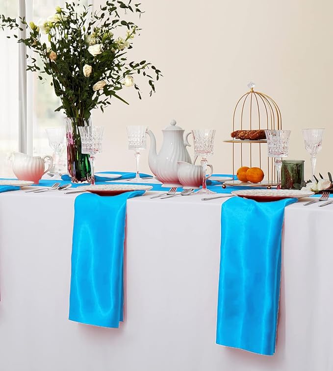 MDS® Pack of 150 Satin Napkins 12 x 12 Inch, Soft Silky Reusable Cloth Dinner Table Napkins for Wedding Décor, Reception, Birthday, Parties, Banquets, Catering, Restaurants & Hotel - Turquoise - Image 5