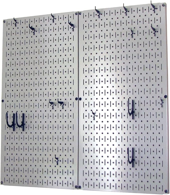 Wall Control Kitchen Pegboard Organizer Pots and Pans Storage Rack Organization Kit with Grey Pegboard and Black Accessories - Image 2