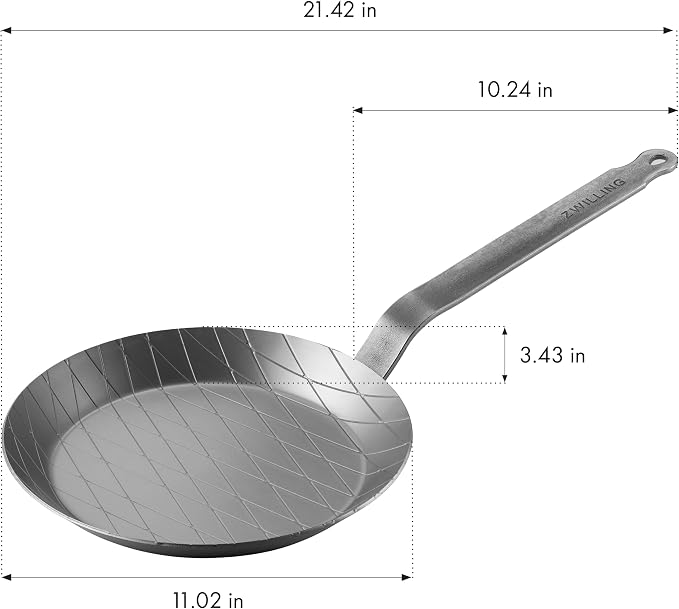 ZWILLING Forged 11-Inch Carbon Steel Frying Pan, PFAS-Free Pre-Seasoned Frying Pan, Induction Compatible Skillet, Oven Safe Carbon Steel Cookware - Image 4