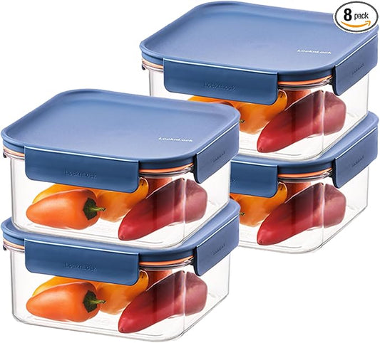 LocknLock Tritan Plastic Bisfree Modular Plus Food Storage Container Set, 8 set (4 containers & 4 Lids)- Navy by LocknLock