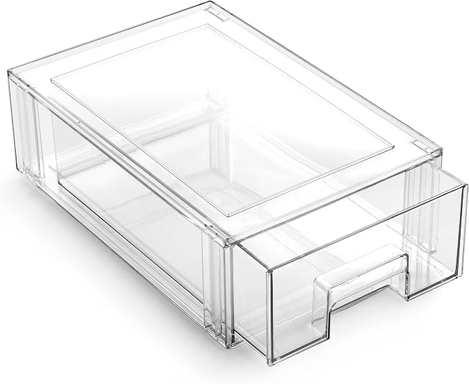 BINO | Stackable Storage Drawers, Small - Clear | THE CRATE COLLECTION | Storage Bins With Drawers | Bathroom Organizers | Under Sink Organizer | Vanity Cabinet Home Organization by BINO