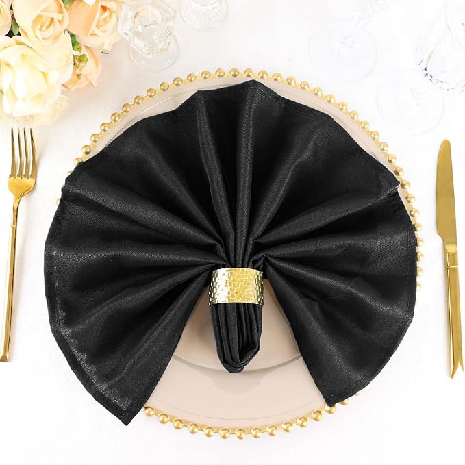 Efavormart Premium Cloth Napkins Set of 5, 20x20 Inch Black Seamless Dinner Napkins, Washable Linen Table Napkin Cloth with Hemmed Edges for Weddings, Party and Banquet - Image 6