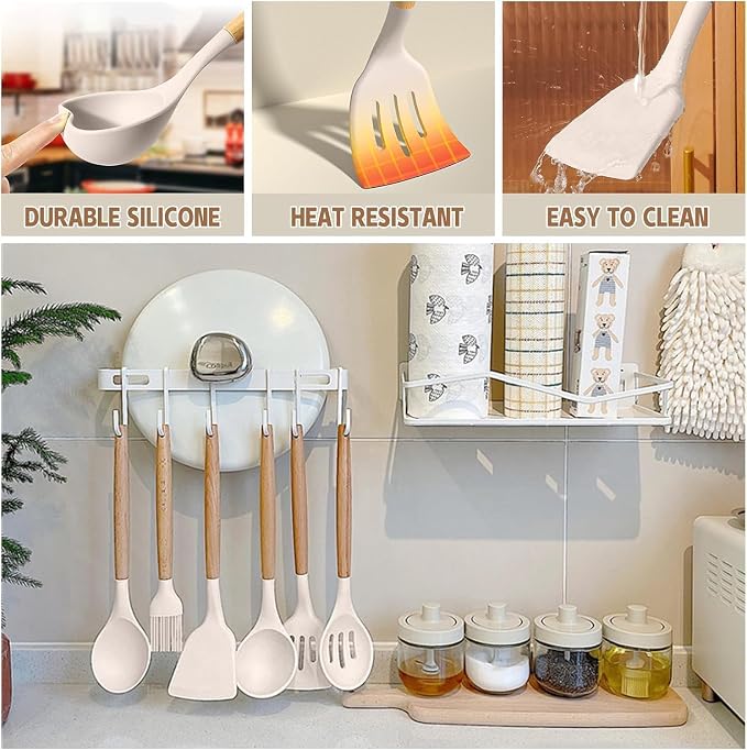 Umite Chef Food Grade Thickened Silicone (Stainless Steel Core) Kitchen Gadgets Tools Set - Kitchen Cooking Utensils Set, Heat Resistant Kitchen Spatula Tools Set - Image 5