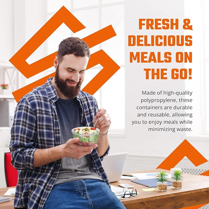 50 Microwavable Food Container - 16oz Translucent Meal Box Storage with Lids, Ideal for Storing Soups, Condiments, Sauces, Dressing, Fruit, Baby Food, Healthy Snacks, and Leftovers, LARGE SQUATZ - Image 3