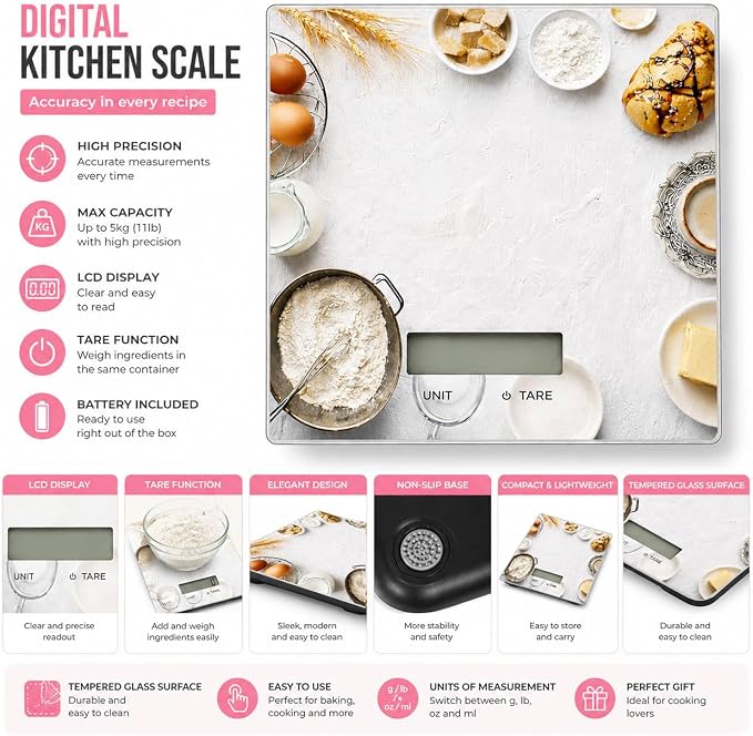 Sourdough Starter Kit for Beginners – 46-Pc Pink Sourdough Bread Making Kit with Silicone Banneton Proofing Basket, Sourdough Starter Jar, Digital Scale, Bread Lame & Sourdough Tools – Gift - Image 3