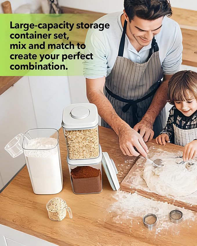 Airtight Food Storage Containers Set with One-Touch Lid, 4-Pack (4.22 QT / 4.0 L) Best Value Stackable Durable PET for Complete Kitchen Pantry Organization - Image 5