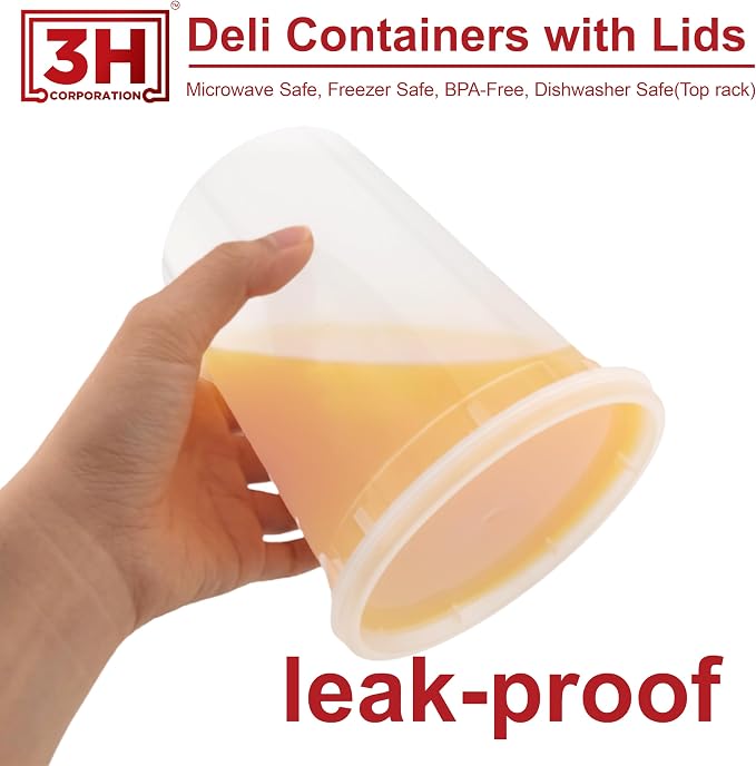32 oz Food Storage Containers with Lids (240 Set/480 Piece) Deli Soup Containers, Freezer Microwave Safe, BPA-Free Plastic, Stackable Snack Leakproof Leftover Organizers & To-Go - Image 3