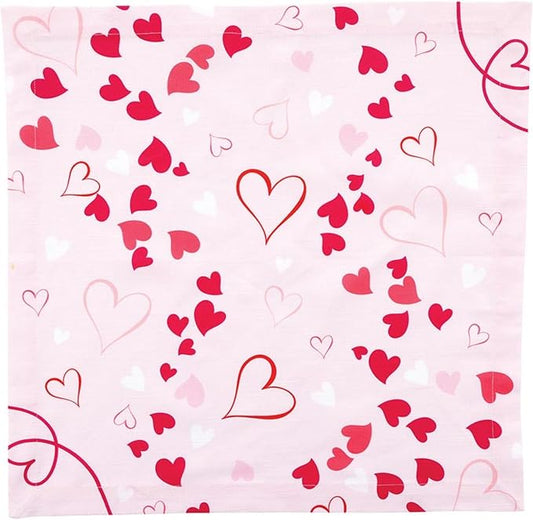 47th & Main Set of 4 100% Cotton Cloth Table Napkins for Dining, 18" Square, Hearts by 47thMain