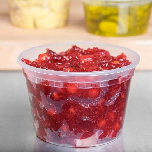 Microwavable Hot and Cold Translucent Plastic Deli Food Storage Container with Lid, 16-Ounce (12-Pack) - Image 2