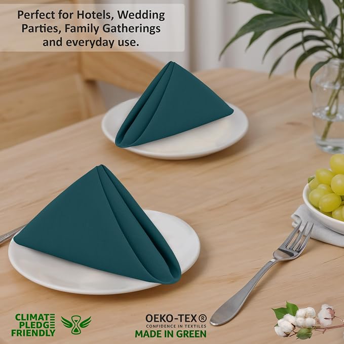 Ruvanti Cloth Napkins Set of 6, 18x18 Inches, 100% Cotton, Washable, Soft & Absorbent, Perfect for Wedding, Christmas, ‎Thanksgiving Dinners - Deep Teal - Image 7
