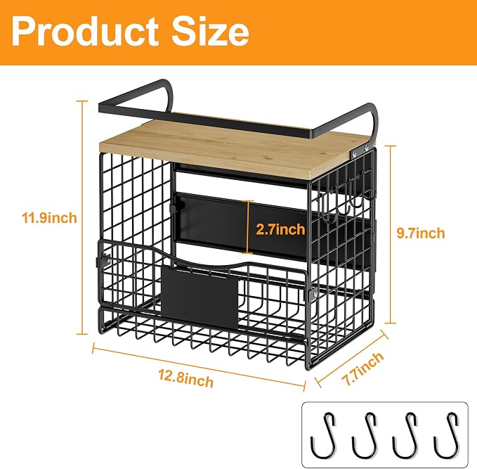 Magneitc Shelf for Fridge,Fruit Vegetable Potato & Onion Organizers Storage Basket Bins,Magnetic Spice Rack for Refrigerator & Kitchen Countertop,Pantry and Cabinet - Image 8