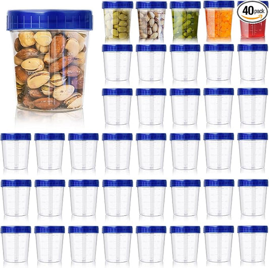 40 Pack 4oz Small Containers with Lids,Reusable Salad Dressing Container Airtight Leakproof Condiment Containers with Screw Lids,Take Away Stackable Plastic Dip Sauce Cups for Snack,Drink,Ketchup by Qyyiguf