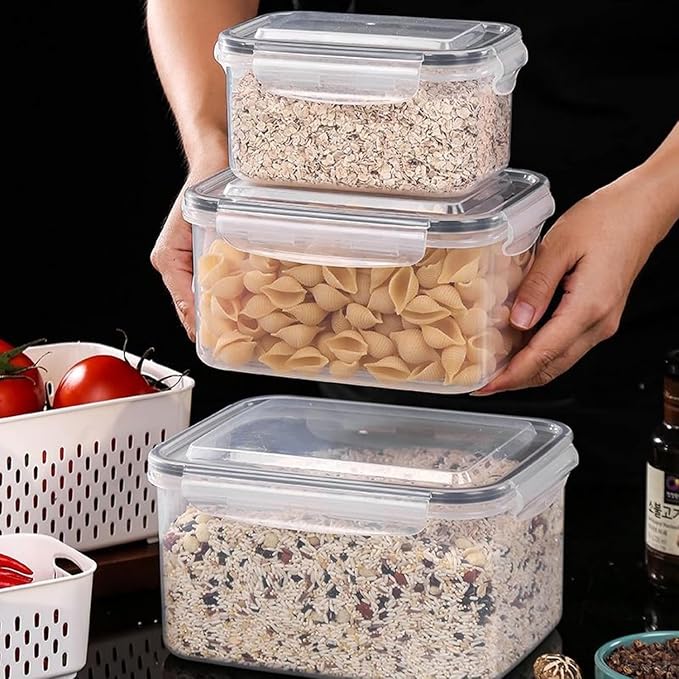 Large Fridge Food Storage Container Set with Lids with Strainer, Fruit Vegetable Storage Containers Keep Fruits, Vegetables, Berry, Meat Fresh longer, BPA-Free Plastic Produce Keepers - Image 4