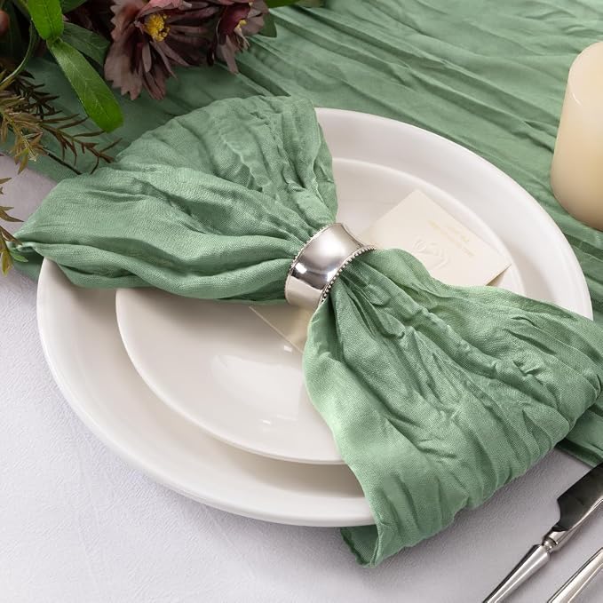 Cheesecloth Napkins Sage Green Cloth Napkins Bulk,Set of 50 | 21''x21'',Washable Boho Table Gauze Fabric Napkins,for Wedding Baby Bridal Shower Dinner Party Decor - Image 3