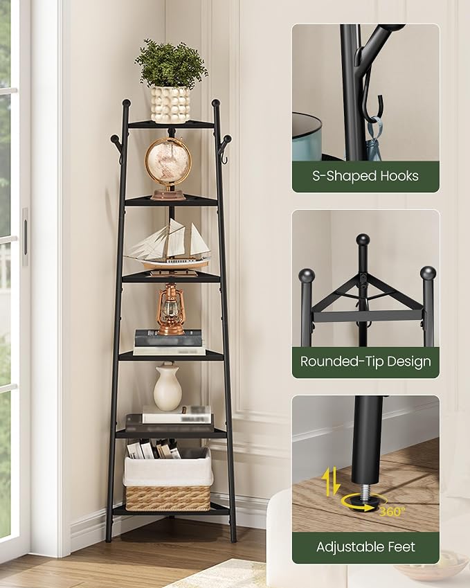 6-Tier Cookware Stand, Triangle Shelf Storage Tower for Kitchen, Pans Pots Storage Rack, Metal Wire Shelf Organizer, Corner Shelf, for Kitchen, Living Room, Black TPR14BB - Image 6