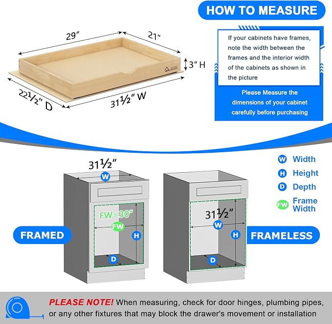 WelFurGeer Soft Close Pull Out Drawers for Cabinets, 29" W x 21" D Pull Out Cabinet Drawer with Heavy Duty Slides, Pull Out Cabinet Organizer, Cabinet Drawers Slide Out, Pull-Out Home Organizers - Image 5