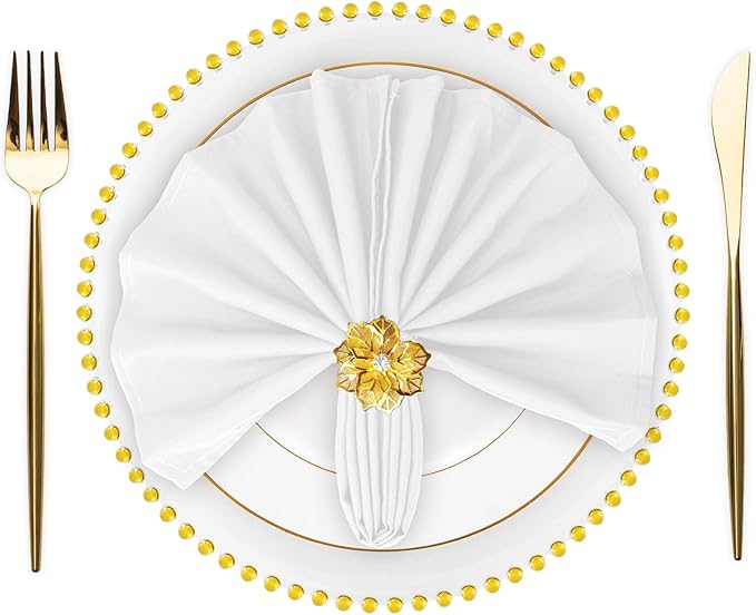 SuperO Set of 120 Cloth Napkins 17 x 17 Inch, Polyester Solid Washable Dinner Napkins with Hemmed Edges,Great for Restaurant, Wedding and Party(White) by SuperO