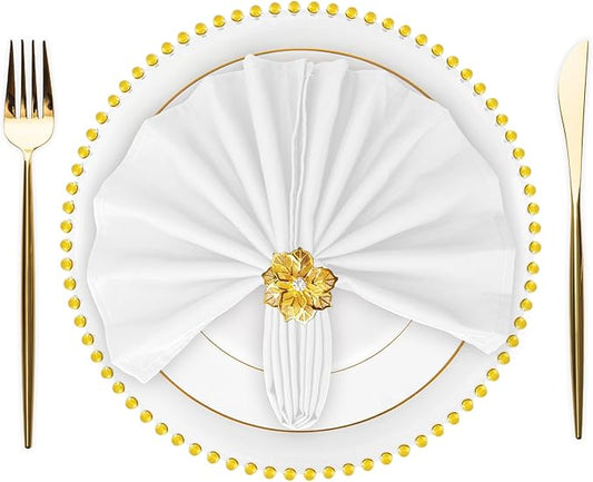 SuperO Set of 120 Cloth Napkins 17 x 17 Inch, Polyester Solid Washable Dinner Napkins with Hemmed Edges,Great for Restaurant, Wedding and Party(White) by SuperO