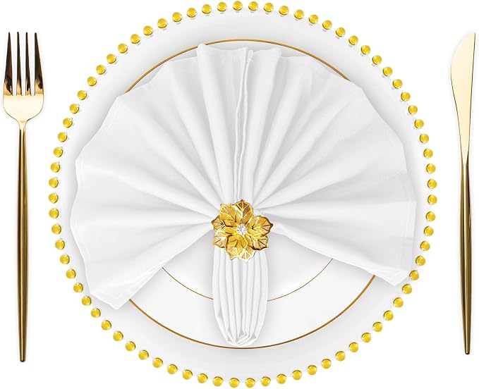 SuperO Set of 80 Cloth Napkins 17 x 17 Inch, Polyester Solid Washable Dinner Napkins with Hemmed Edges,Great for Restaurant, Wedding and Party(White) by SuperO