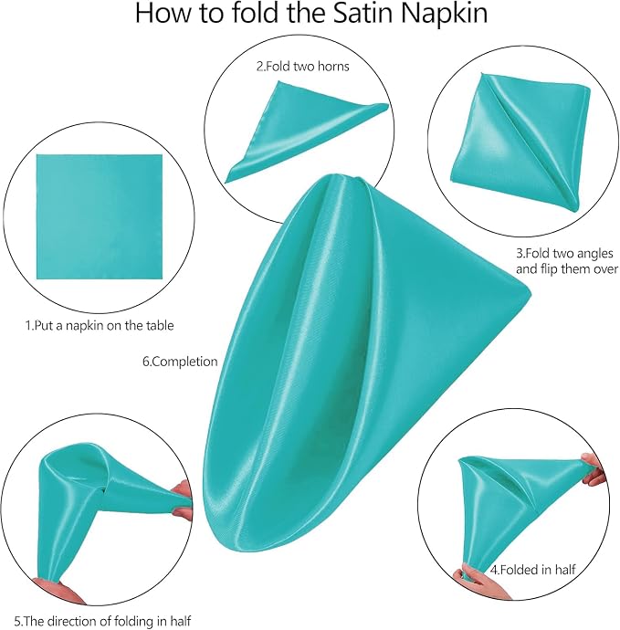 MDS® Pack of 50 Satin Napkins 12 x 12 Inch, Soft Silky Reusable Cloth Dinner Table Napkins for Wedding Décor, Reception, Birthday, Parties, Banquets, Catering, Restaurants & Hotel - Sea Green - Image 3