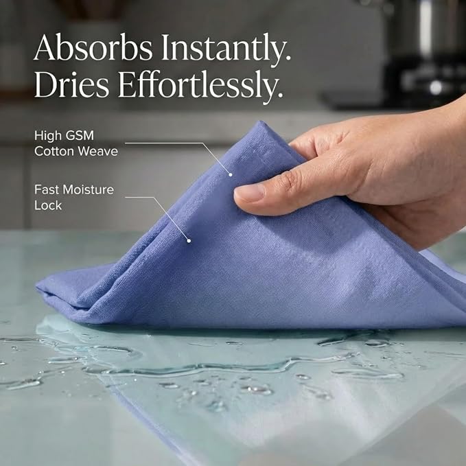 Urban Villa Kitchen Towels Cotton Dish Towels 20”x30” (Set of 6) Blue - Image 2