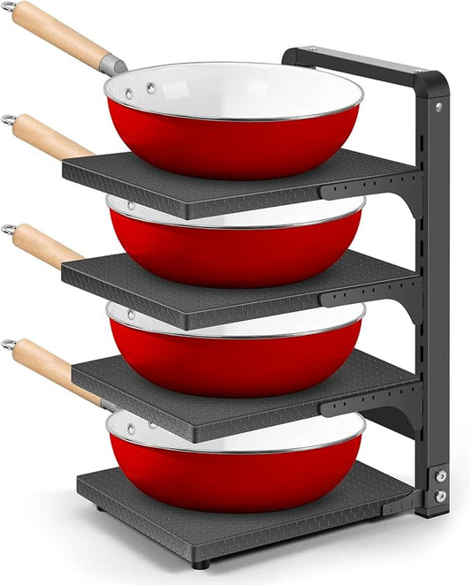 Pots and Pans Organizer under Cabinet, Heavy Duty Pan Organizers for Cabinet & Counter, 4 Tier Adjustable Pan & Pot Rack for Kitchen Cabinet Organizers and Storage by Unknown