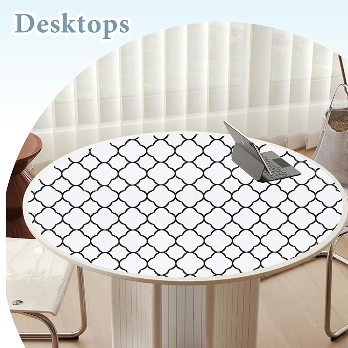 Shelf Drawer Liners for Kitchen Cabinets 12 in X 10 Ft Drawer Liner | Non Adhesive Thickened Refrigerator Liner Black Quatrefoil Strong Non-Slip Paper for Tool Box with Knife and Tape Measure - Image 9