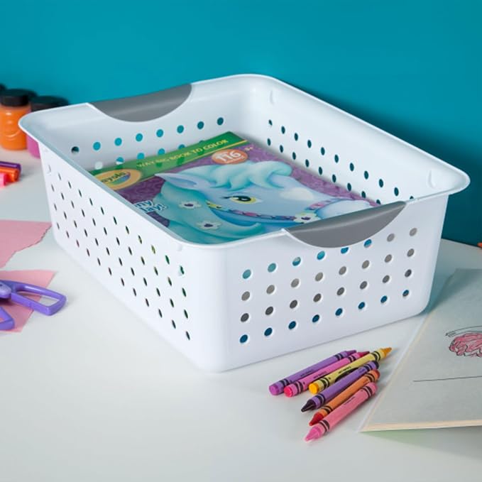 Sterilite Medium Ultra Basket, Open Top Plastic Storage Bin, White, 24-Pack | Classic Storage Organizer Baskets for Countertops, Pantry Shelves, Kitchen Cabinets, Laundry Rooms & Home Offices - Image 7