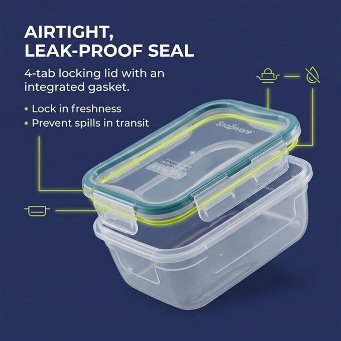 Snapware Plastic Total Solutions (5-Pack, 3 Cup) Food Storage Containers Set, Airtight & Leakproof Plastic Locking BPA-Free Lids Tupperware, Freezer Dishwasher Microwave Safe - Image 2