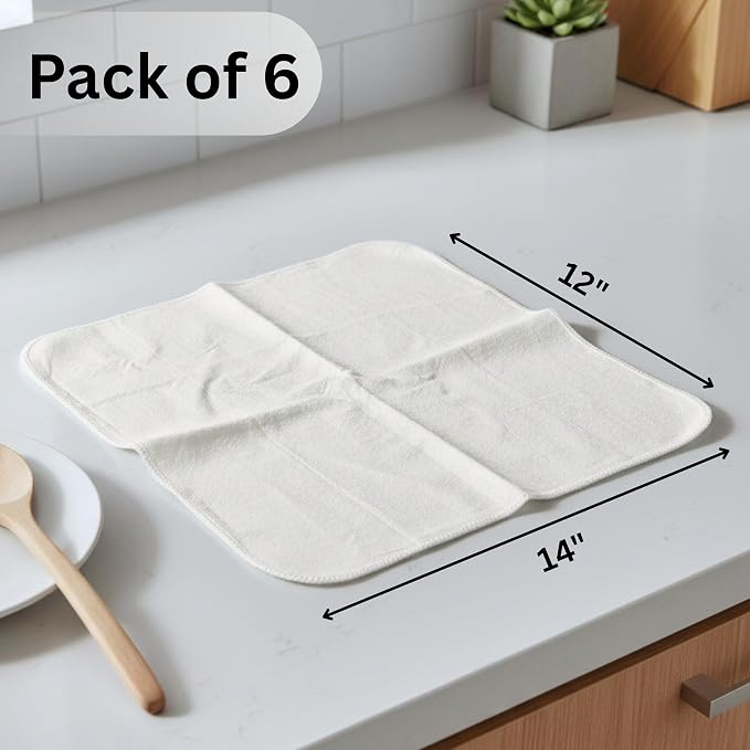 Flour Sack Shop Towels, Natural Cotton Cleaning Towels 14" x 12", Pack of 6 Reusable Absorbent Towels for Garage, Automotive, Workshop, Kitchen Cleaning, Polishing, Dusting & Multi-Purpose Use - Image 5