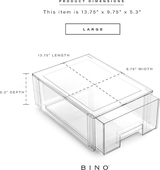 BINO | Stackable Storage Drawers, Large - Clear | THE CRATE COLLECTION | Storage Bins With Drawers | Bathroom Organizers | Under Sink Organizer | Vanity Cabinet Home Organization - Image 3