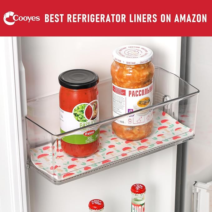 Cooyes 12 Pack Cloth Shelf Liners for Kitchen Cabinets, 17.7" × 24", Non-Slip Refrigerator Liners Machine Washable, Crisper Drawer Mats for Glass Shelves and Freezers, (Red Mushroom) - Image 8