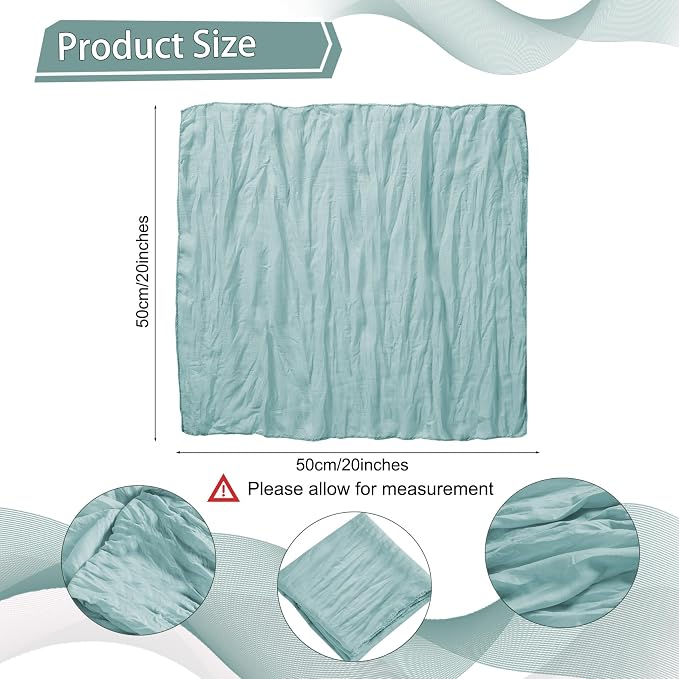 LZY 120 Pack Gauze Cheesecloth Napkins 20x20 Inch Dinner Cloth Napkins, Soft Boho Table Napkins Rustic Wrinkled Cheese Cloth Napkins Bulk for Wedding Party Baby Shower Event Decor (Light Blue) - Image 2