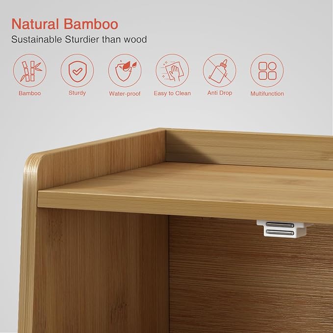 Goozii Wood Bread Box for Kithcen Countertop, Rustic Breadox Storage Container for Homemade Bread, Small Compact Bread Keeper Holder Organizer with Window (Natural Bamboo) - Image 7