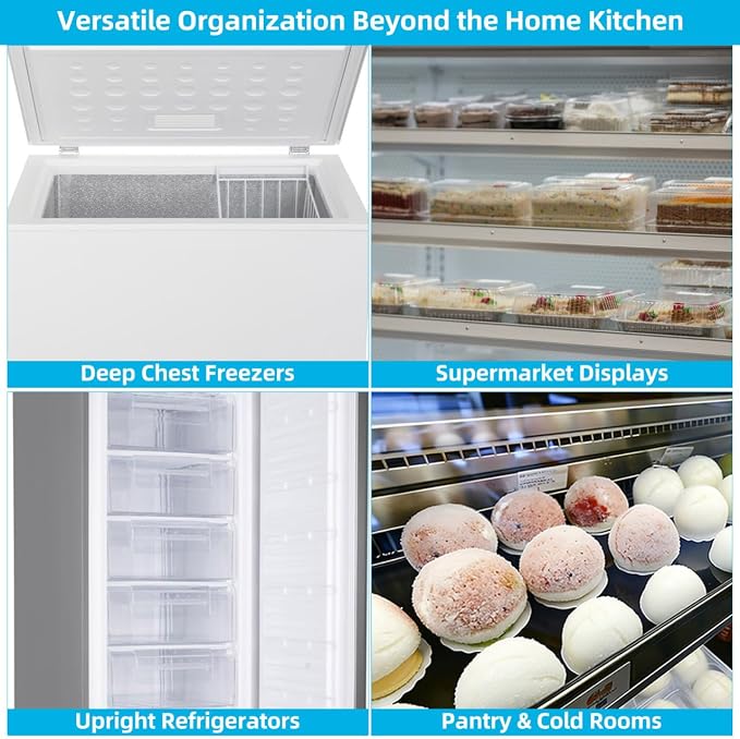 BESTYASH Freezer Partition Divider Wire Shelf Organizer Metal Fridge Shelf Separator for Home and Commercial Deep Freezer Storage 17.71X13.77X3.93In - Image 7