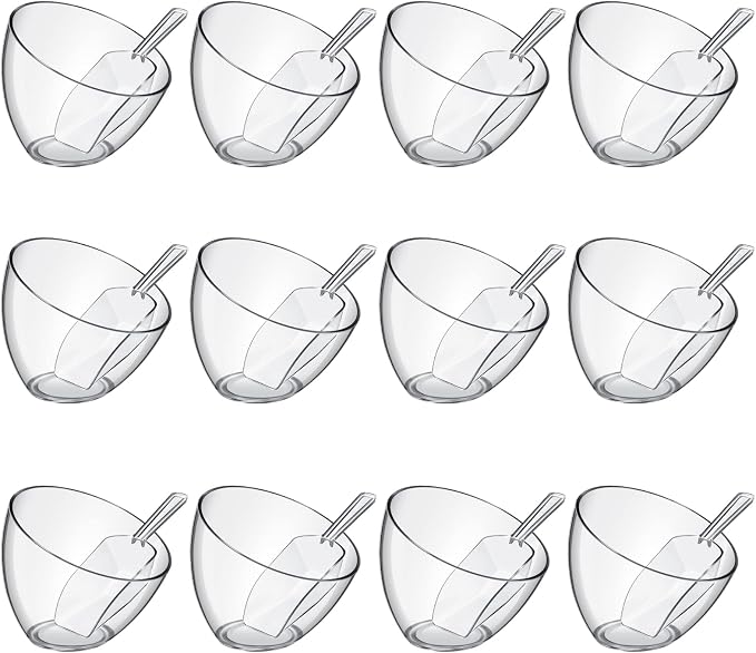 24 Pcs Serving Bowls Kit Include Clear Plastic Bowls for Parties and Popcorn Measuring Scoops Acrylic Plastic Kitchen Angled Candy Scoops for Office Canister Salad Cooking (25 oz) by Hoolerry