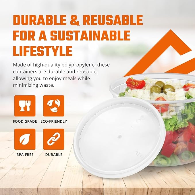 50 Microwavable Food Container - 16oz Translucent Meal Box Storage with Lids, Ideal for Storing Soups, Condiments, Sauces, Dressing, Fruit, Baby Food, Healthy Snacks, and Leftovers, LARGE SQUATZ - Image 5
