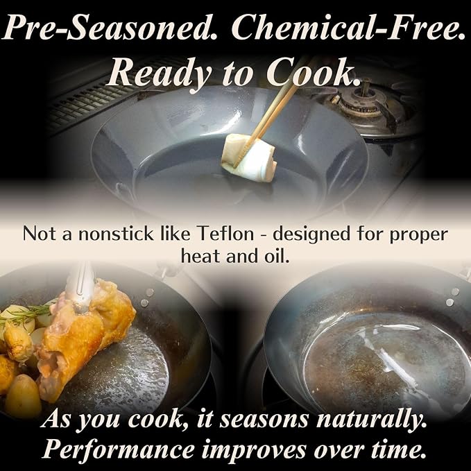 Crafted in Japan. Trusted by Chefs. Japanese Carbon Steel Frying Pan, 9.4 inch – Precision-Formed, Pre-Seasoned & Lightweight, Chef-Designed for High-Heat Control (9.4 inches) - Image 7