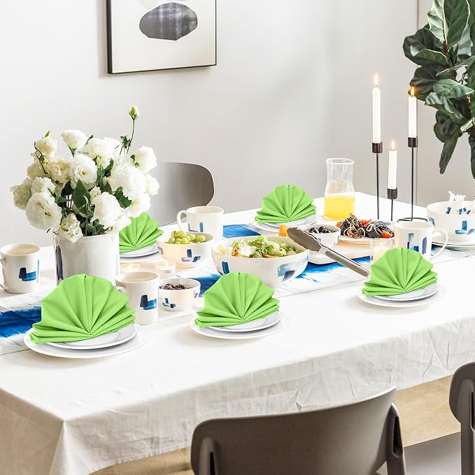 SuperO Set of 40 Cloth Napkins 17 x 17 Inch, Polyester Solid Washable Dinner Napkins with Hemmed Edges,Great for Restaurant, Wedding and Party(Apple Green) - Image 5