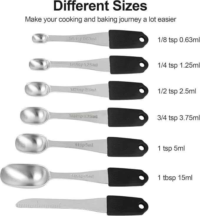 Magnetic Measuring Cups & Spoons Set 15, Stainless Steel Measuring Cups and Spoons Set, Heavy Duty Metal Measuring Cup & Spoon with Leveler & Measure Equivalents for Cooking & Baking - Image 4