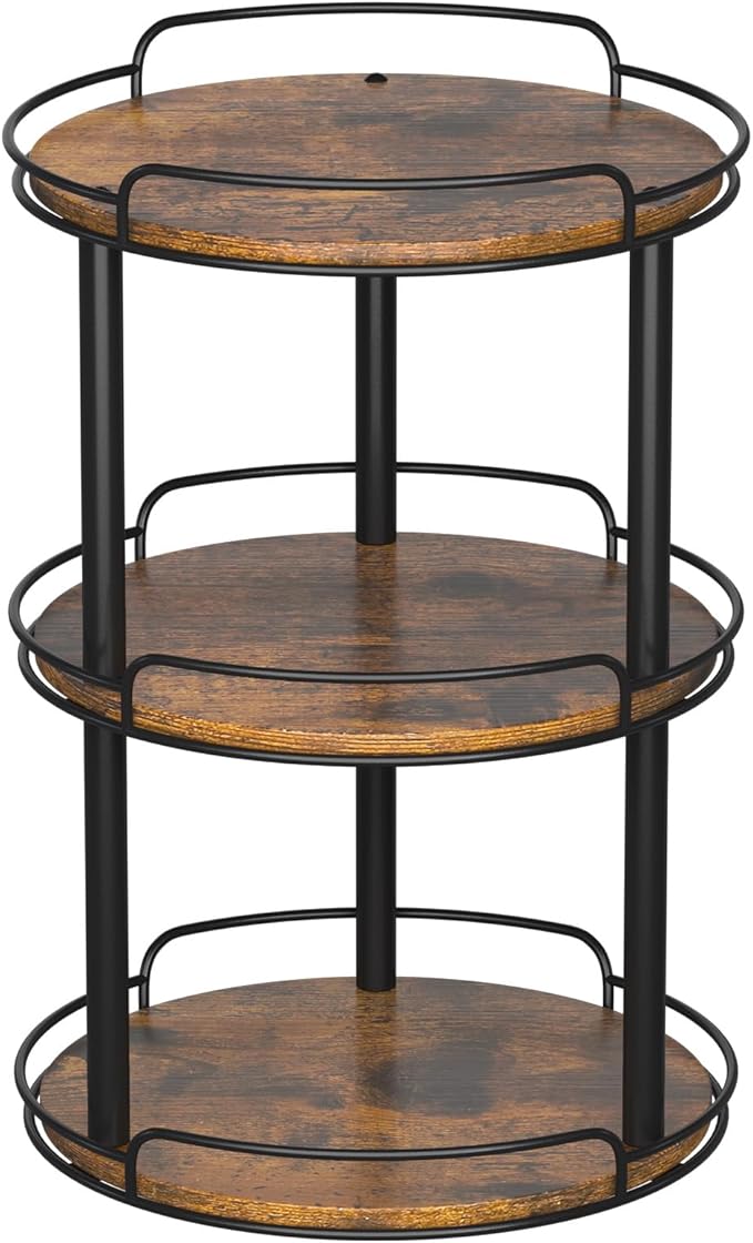 LAMU 12'' Wood Lazy Susan Turntable Organizer for Cabinet, 3 Tier Lazy Susan Spice Rack Organizer for Kitchen, Wood Turntable for Table Top, Countertop, Pantry, Bathroom by YourHome-OrganizationHelper
