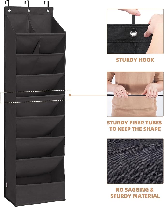 STORAGE MANIAC Over the Door Shoe Organizer Heavy-Duty Large Deep Pocket Hanging Shoe Organizer Shoe Rack Door Closet Shoe Organizer for Wall, Dorm & Narrow Door Storage Shoe Holder Black, 1 Pack - Image 6