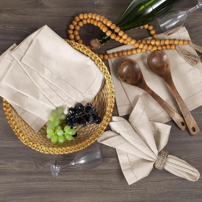 Bedding craft Linen Flax Cotton Cloth Napkins 18x18 Set of 72 – Natural Hemstitched with Mitered Corners – Machine Washable Dinner Napkins for Weddings, Events, Parties & Cocktails (6 Dozen) - Image 7